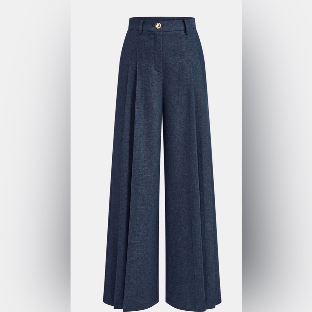 Commense Mid - waist pleated Wide - leg Pants